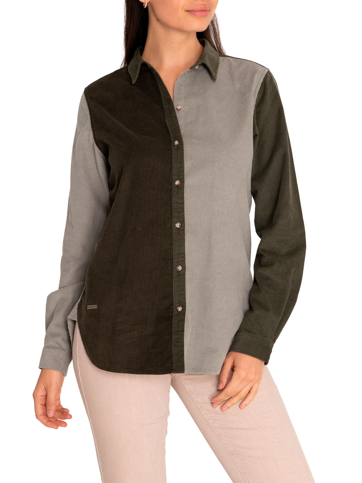 Camisa M/L M Micropana Nora Verde Oliva Mujer 4