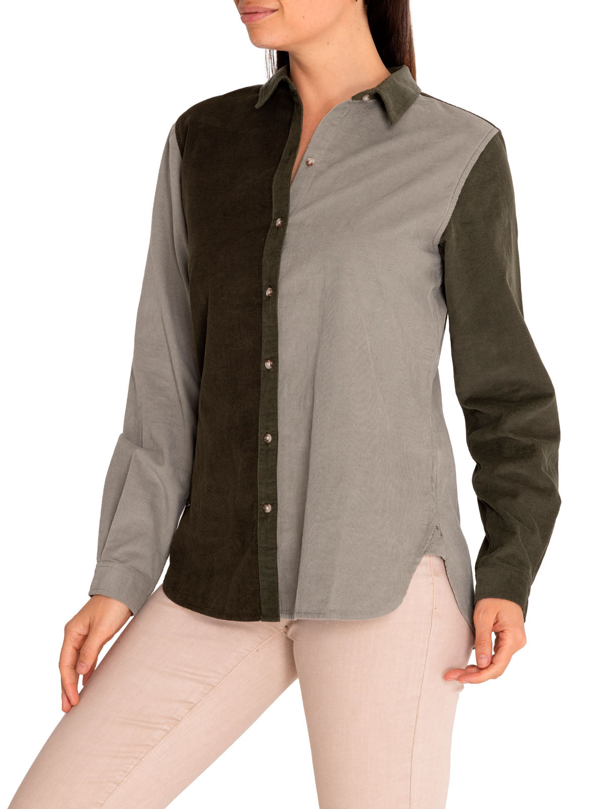 Camisa M/L M Micropana Nora Verde Oliva Mujer 5