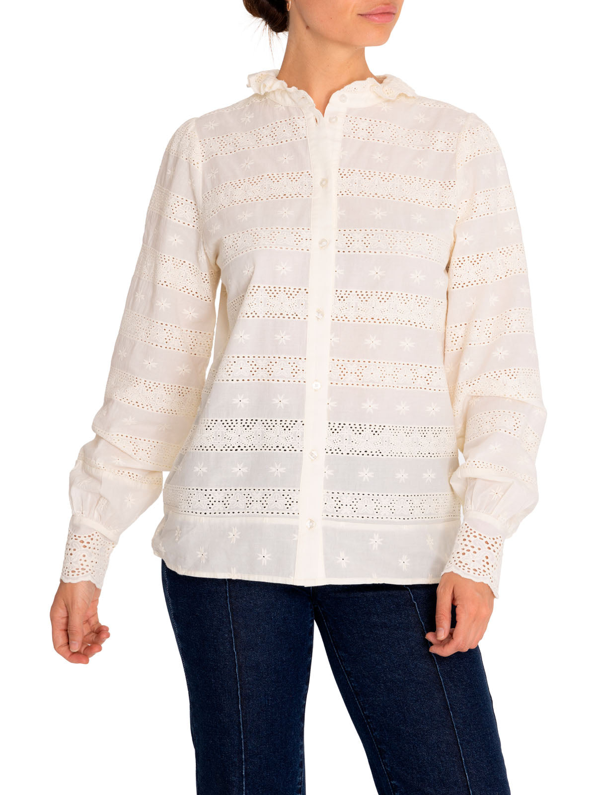 Blusa M Lucia Manga Globo Crema Mujer 4