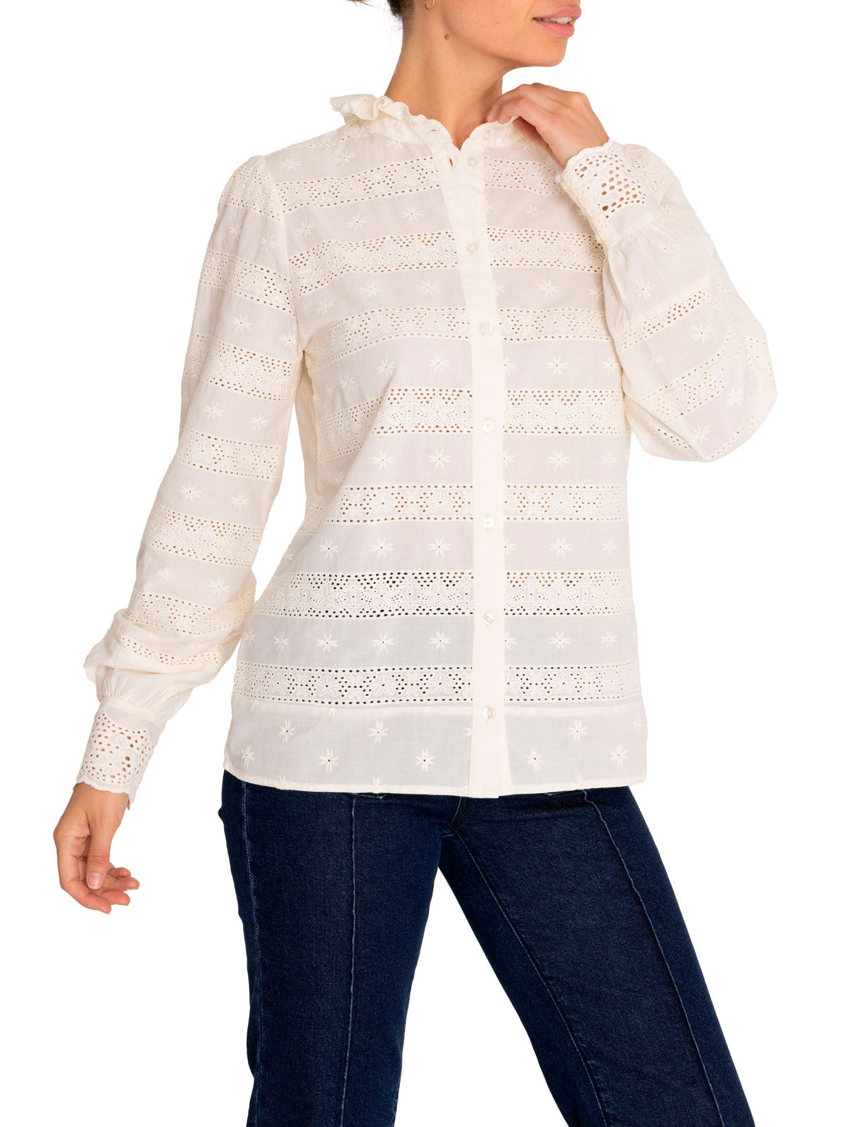 Blusa M Lucia Manga Globo Crema Mujer 5