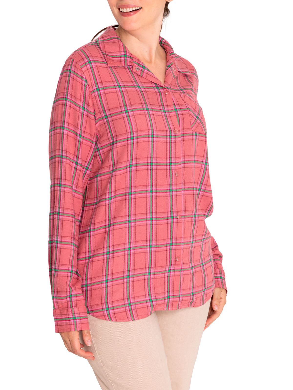 Camisa M/L M Laurel Cuadros Rosa Mujer 5