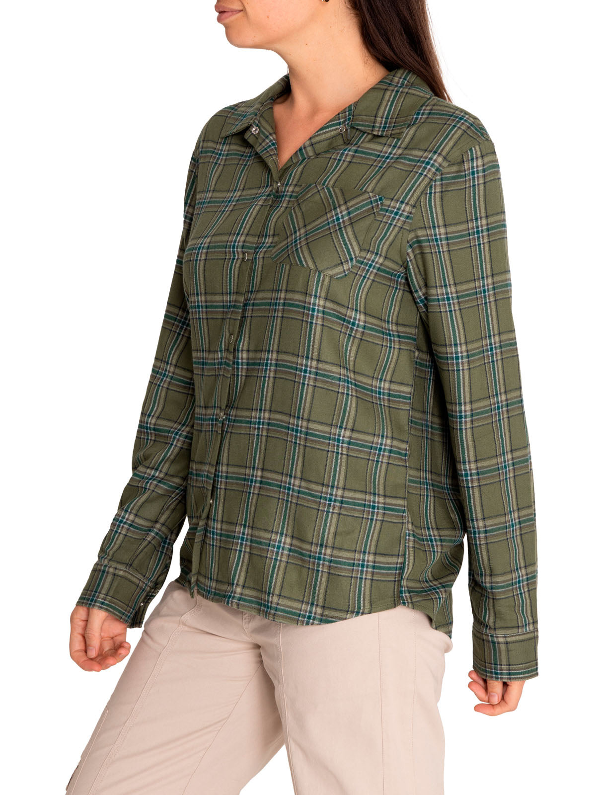 Camisa M/L M Laurel Cuadros Verde Mujer 5