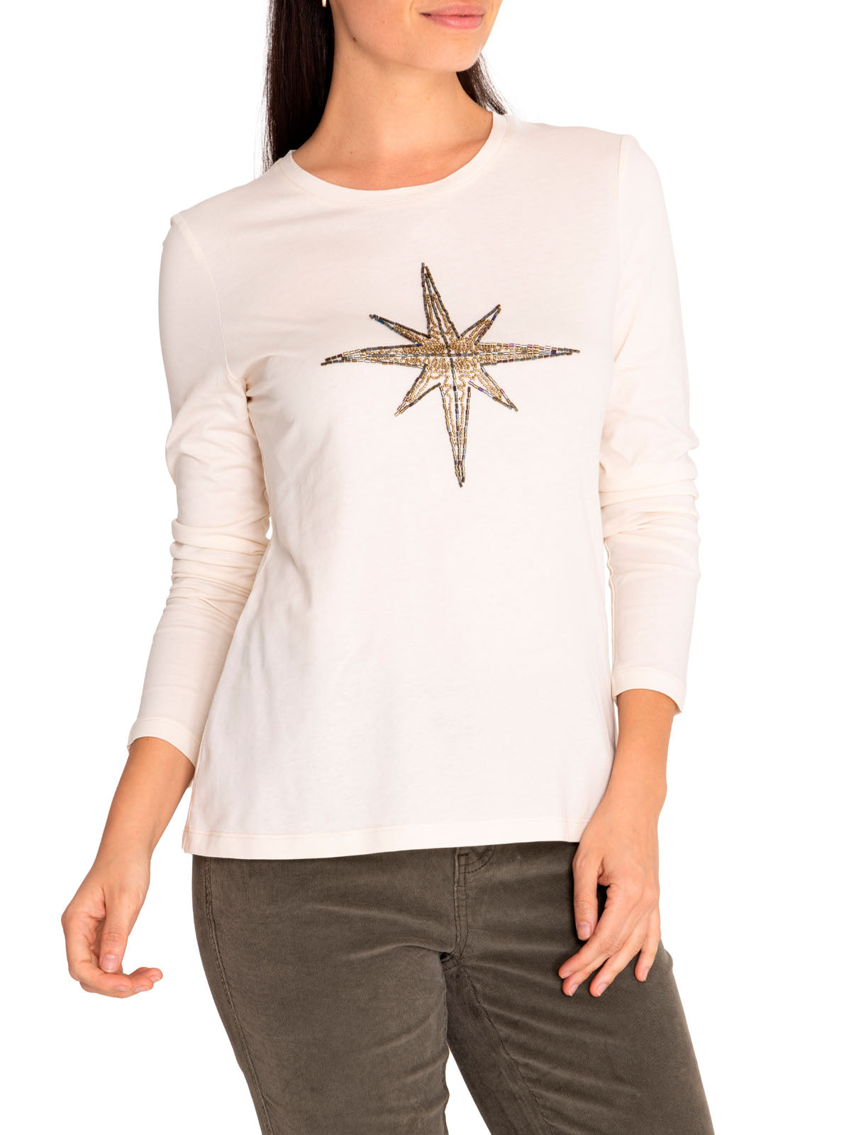 Camiseta M/L M Stella Bordado Crudo Mujer 4