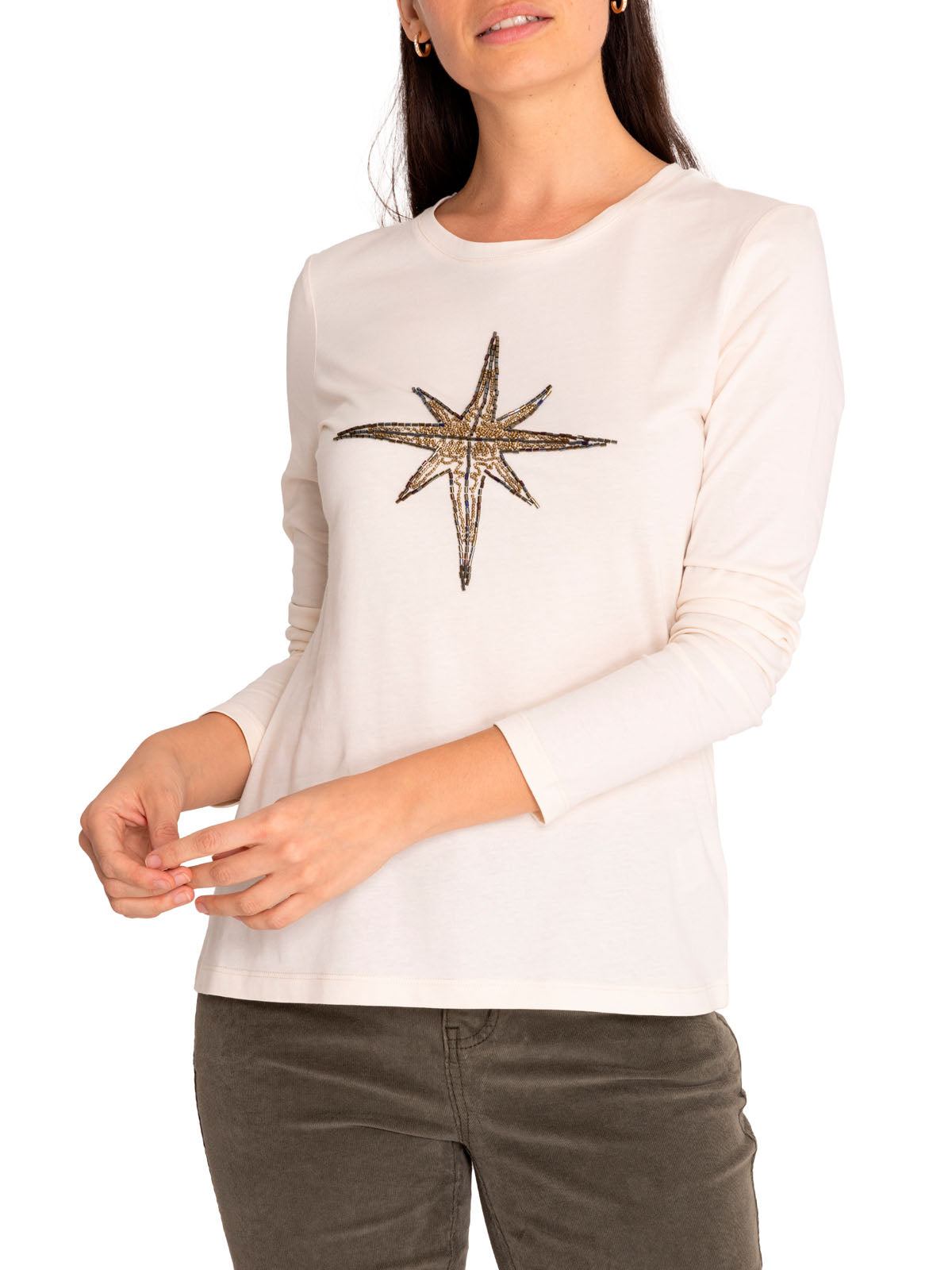 Camiseta M/L M Stella Bordado Crudo Mujer 5