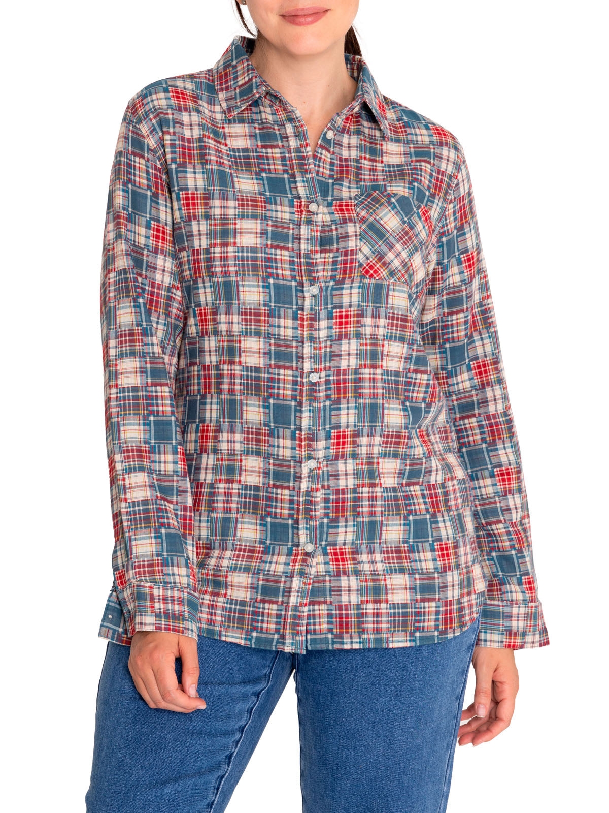 Camisa M/L M Luz Cuadro Multicolor Mujer 3