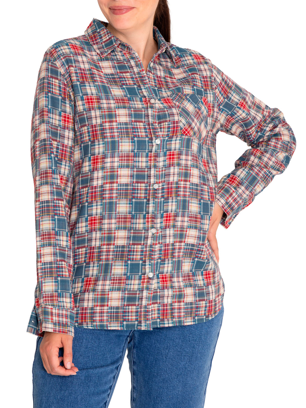 Camisa M/L M Luz Cuadro Multicolor Mujer 4