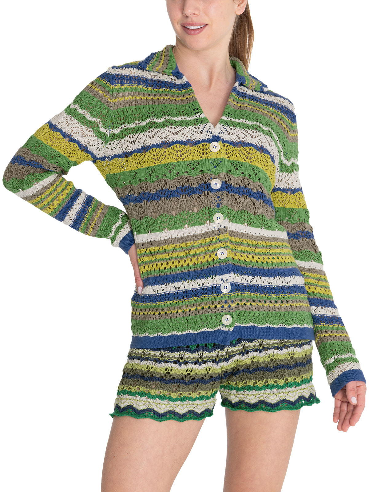 Cardigan Crochet M Darke Multicolor Ocean Mujer 4