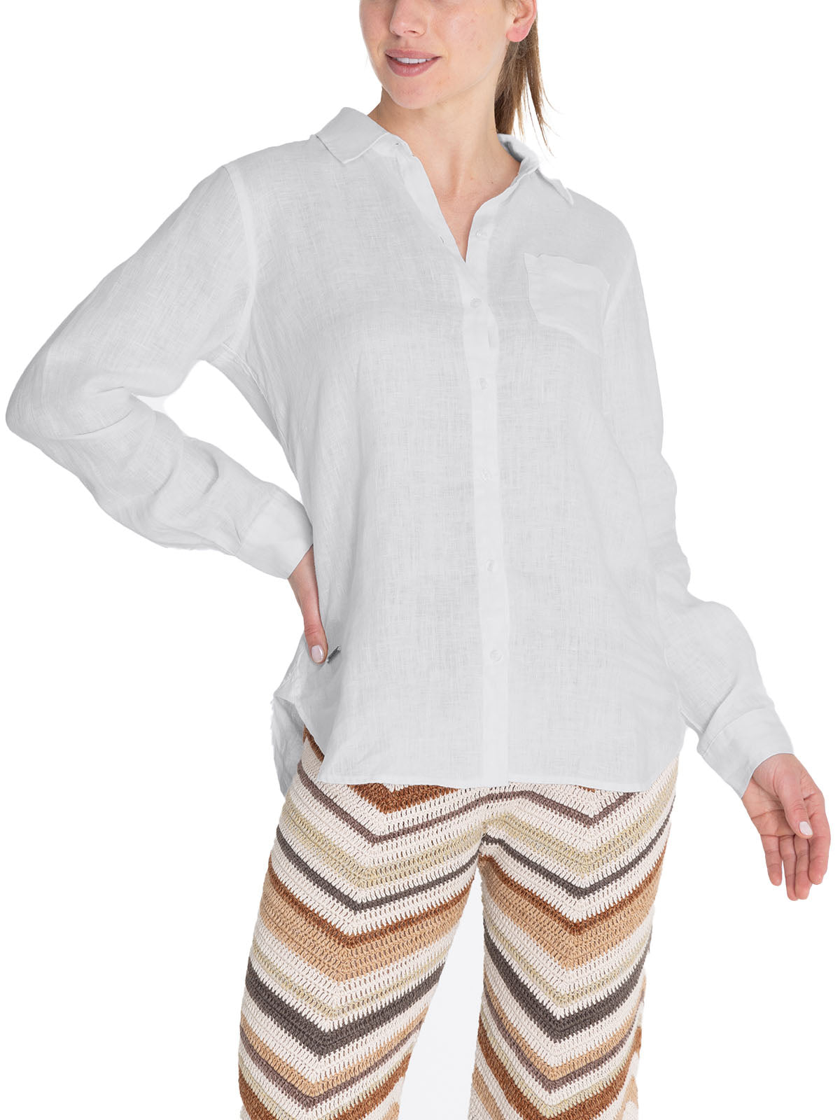 Camisa de Lino Orgánico M/L M Lirio Blanco MCO Mujer 4