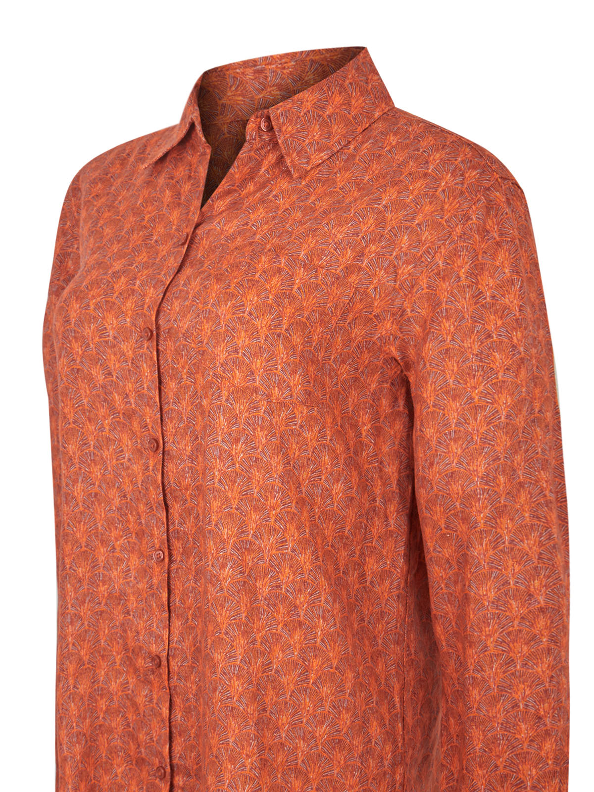 Camisa de Lino Orgánico M/L M LirioPrint Snail Mini Vinotinto Mujer 3