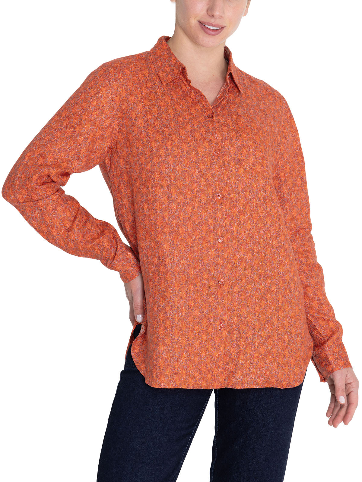 Camisa de Lino Orgánico M/L M LirioPrint Snail Mini Vinotinto Mujer 4
