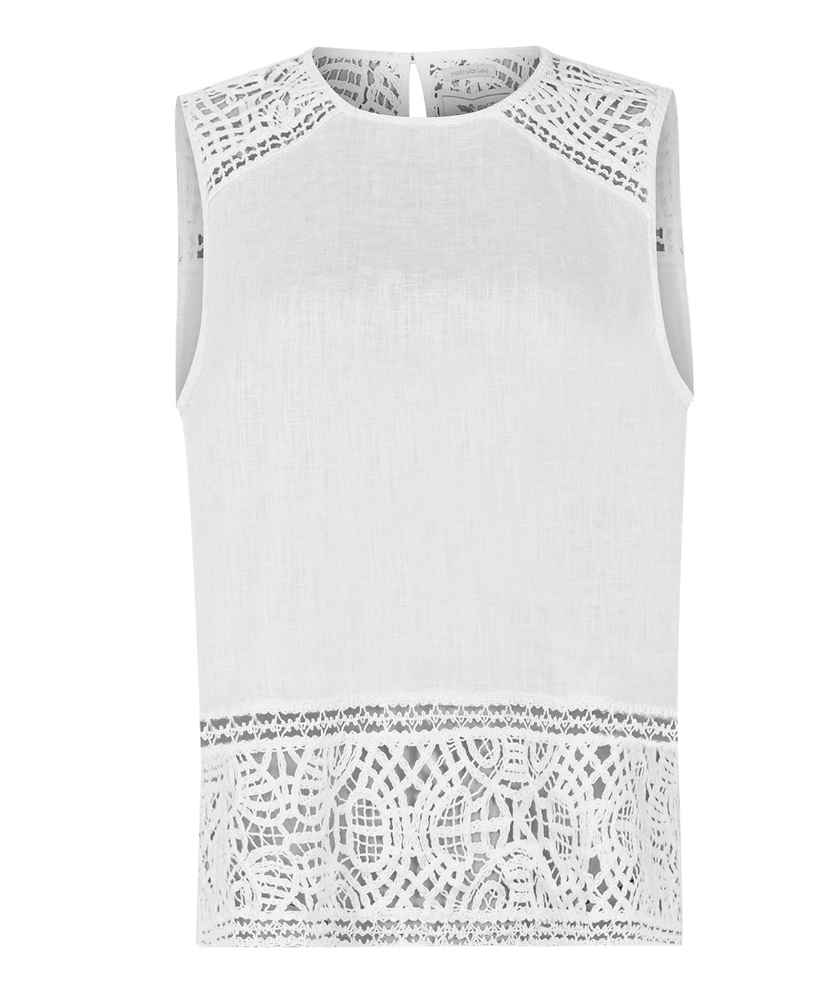 Top Lino Orgánico y Crochet M Mele Blanco Mujer 1