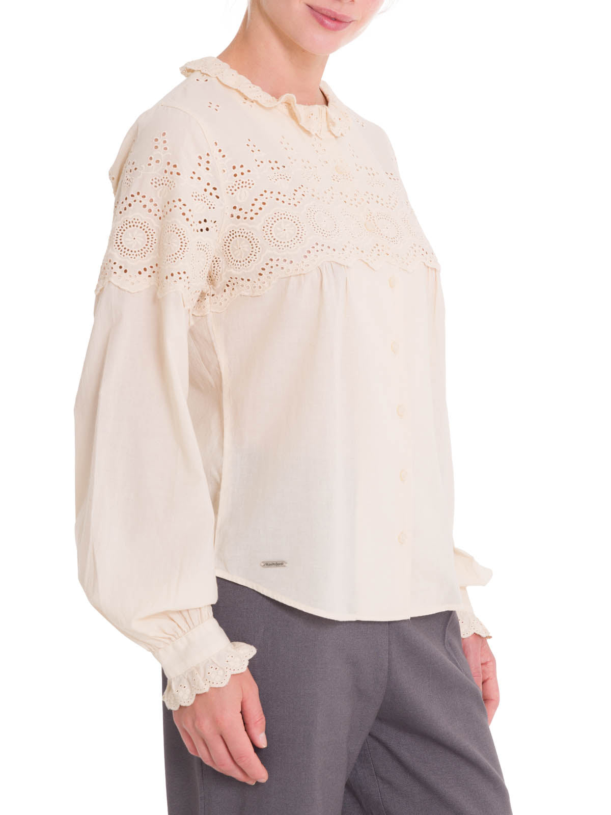 Blusa M Encaje Lhotse Crema Mujer 5
