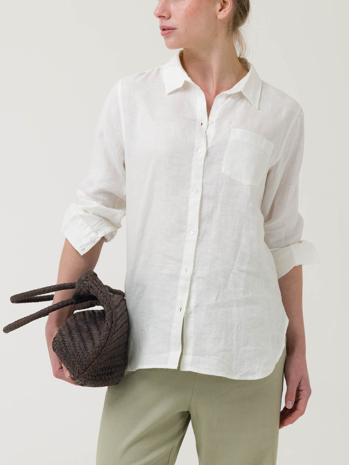 Camisa de Lino Orgánico M/L M Lirio Blanco Prim25 Mujer 4