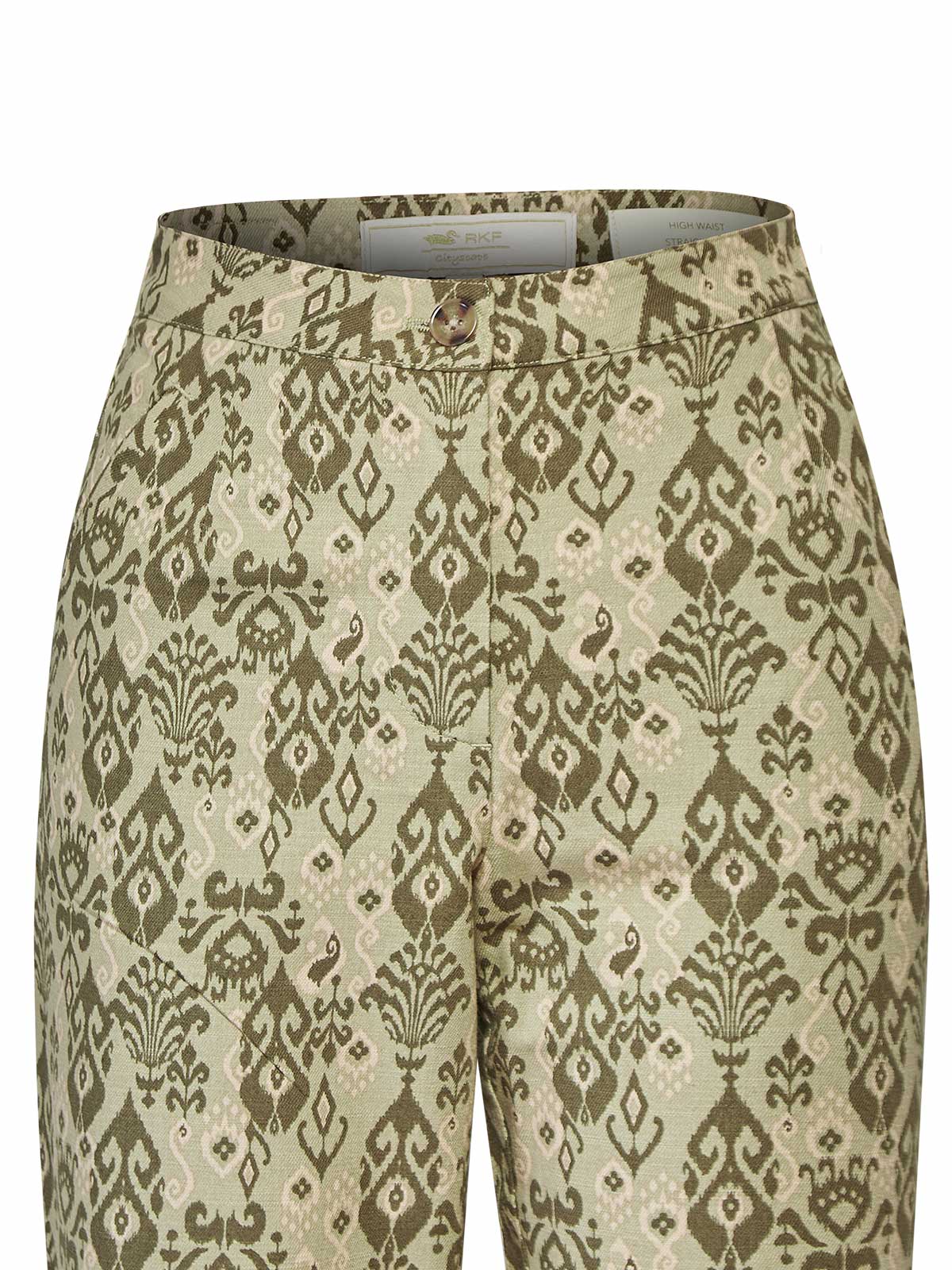 Pantalón Estampado M Caspio Lino Multicolor Olive Mujer 3