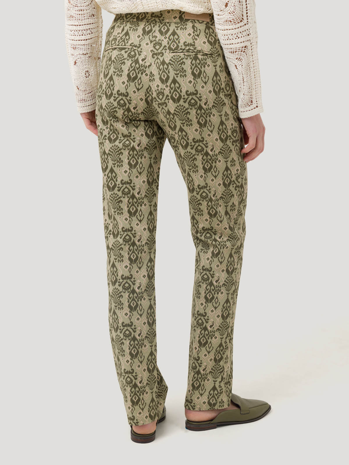Pantalón Estampado M Caspio Lino Multicolor Olive Mujer 5