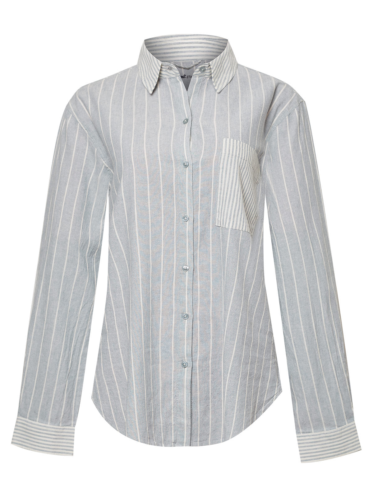 Camisa de Lino Orgánico M/L M Lines Azul Oxford Mujer 1
