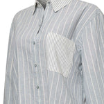 Camisa de Lino Orgánico M/L M Lines Azul Oxford Mujer 3