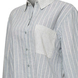 Camisa de Lino Orgánico M/L M Lines Azul Oxford Mujer 3