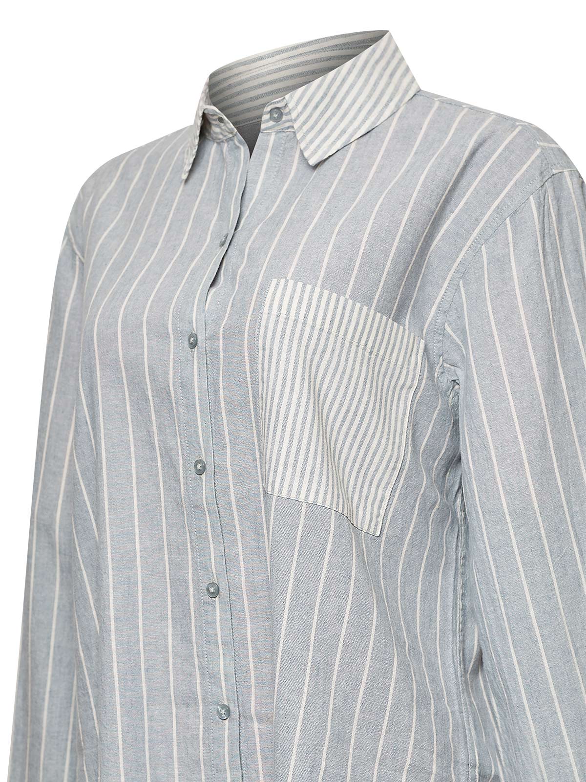 Camisa de Lino Orgánico M/L M Lines Azul Oxford Mujer 3