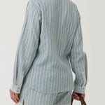 Camisa de Lino Orgánico M/L M Lines Azul Oxford Mujer 5