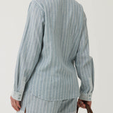 Camisa de Lino Orgánico M/L M Lines Azul Oxford Mujer 5