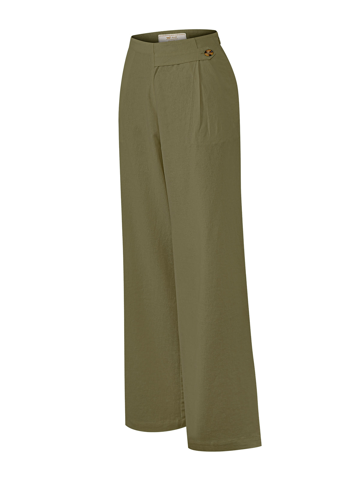 Pantalón M Danubio Lino Dark Olive Mujer 1