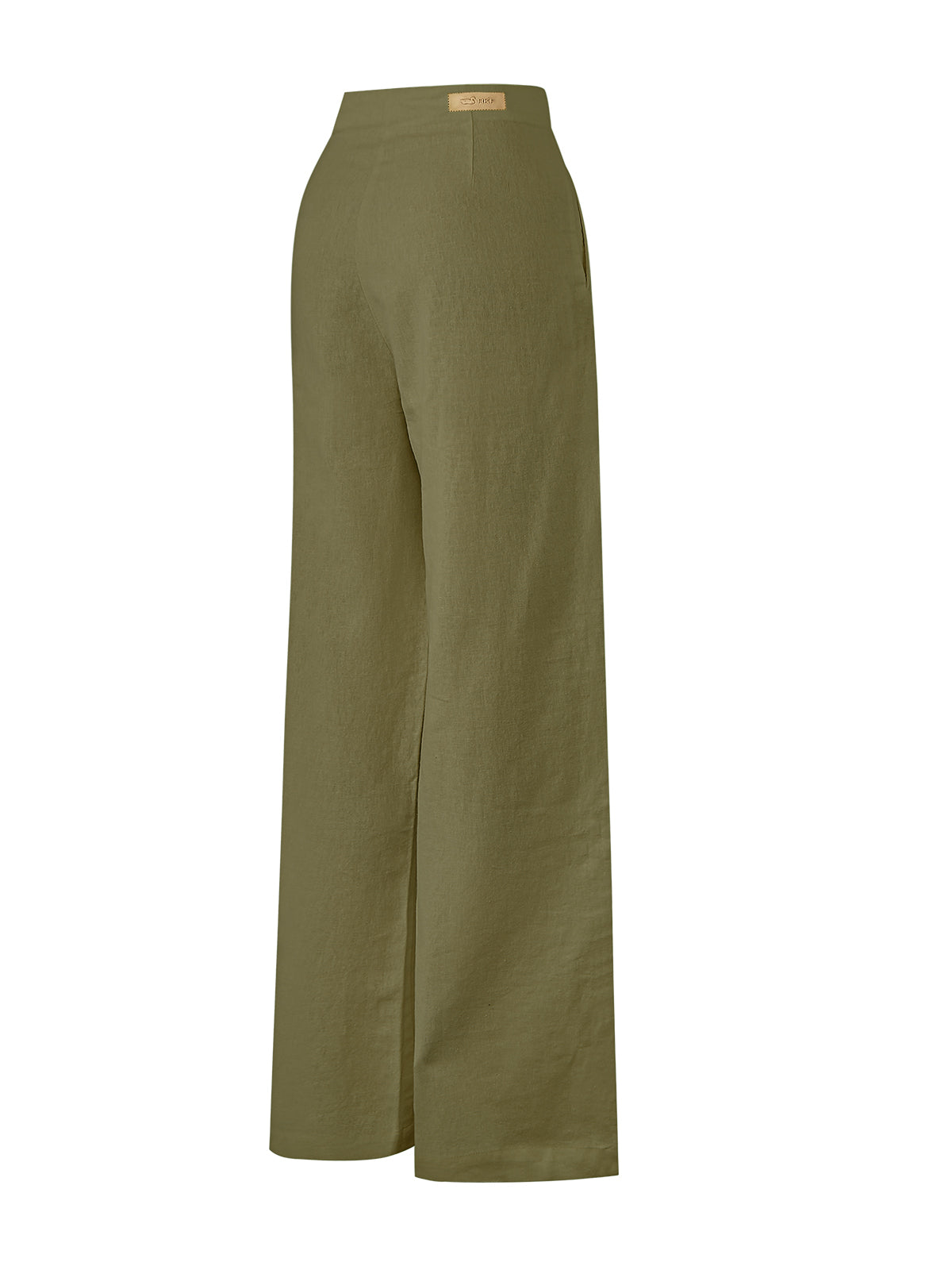 Pantalón M Danubio Lino Dark Olive Mujer 2