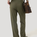 Pantalón M Danubio Lino Dark Olive Mujer 5