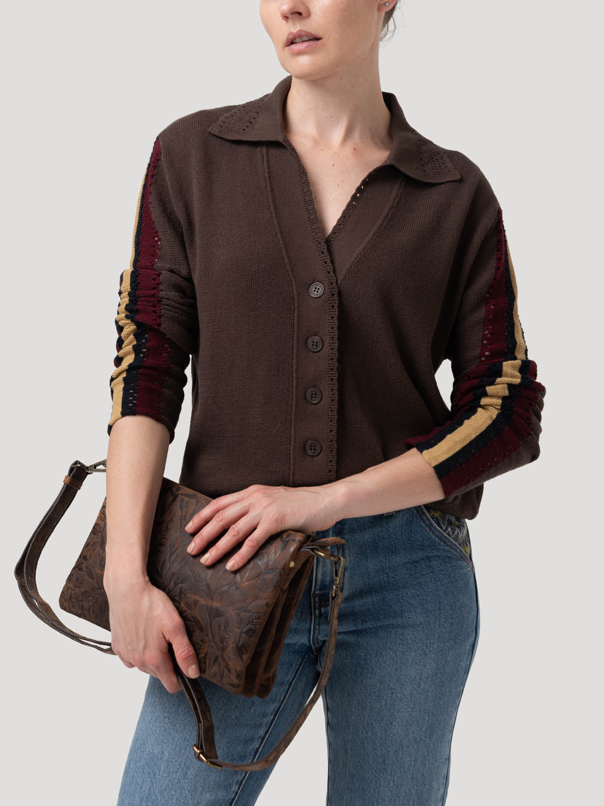 Cardigan M Angelonia Café Mujer 4