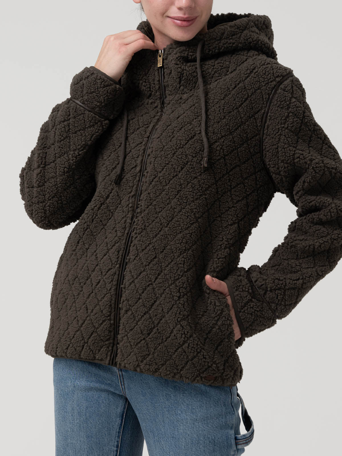 Saco Fleece F/Z M Pilosis Verde Mujer 4