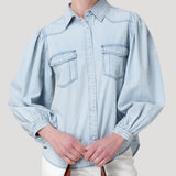 Camisa M/L M Hibisco Light Denim Mujer 4