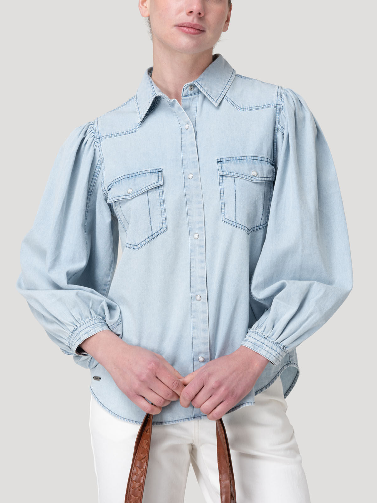 Camisa M/L M Hibisco Light Denim Mujer 4