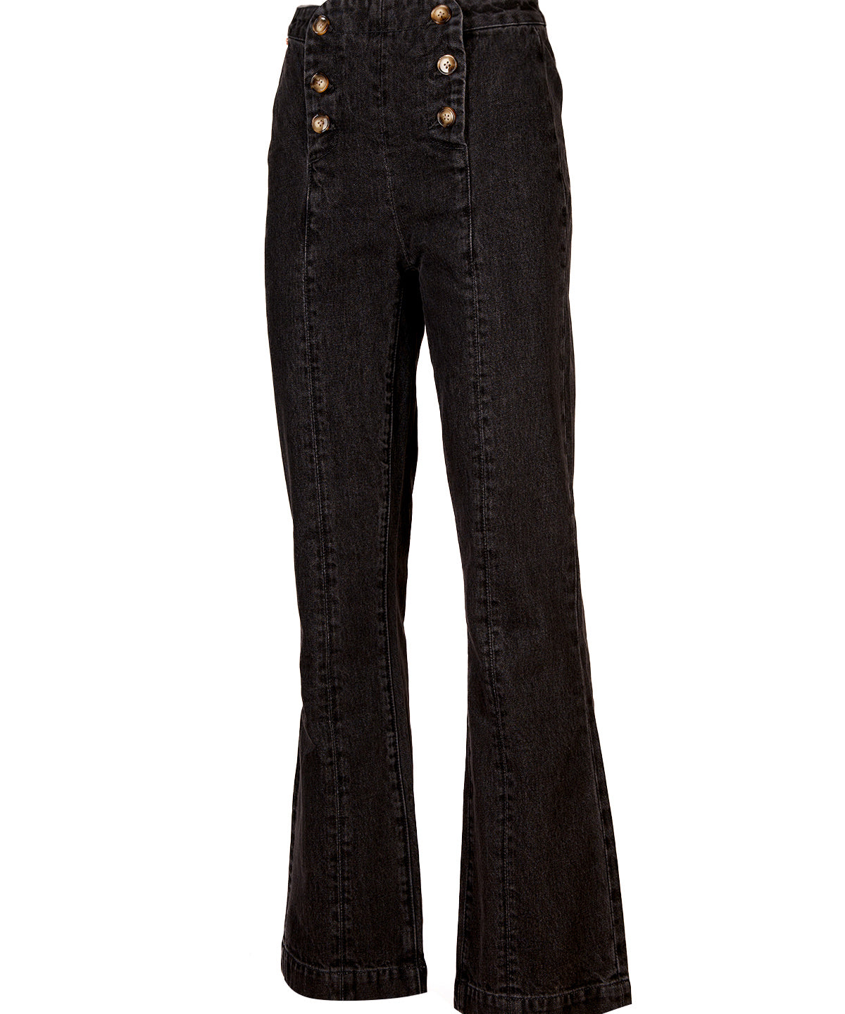 Jeans M Menta Botones Flare Dark Grey Mujer 1