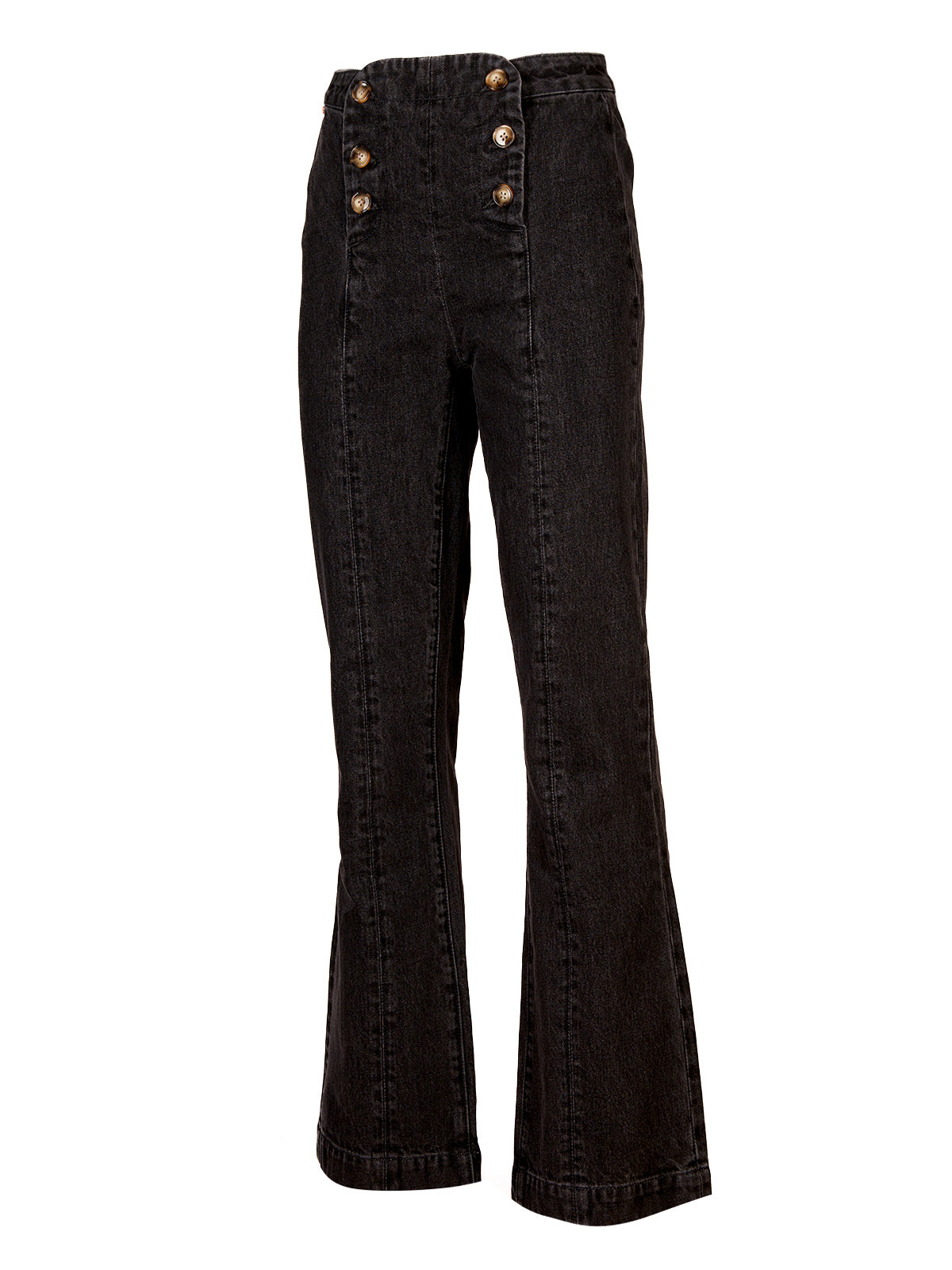 Jeans M Menta Botones Flare Dark Grey Mujer 1