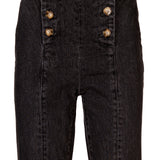 Jeans M Menta Botones Flare Dark Grey Mujer 3