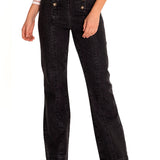 Jeans M Menta Botones Flare Dark Grey Mujer 4