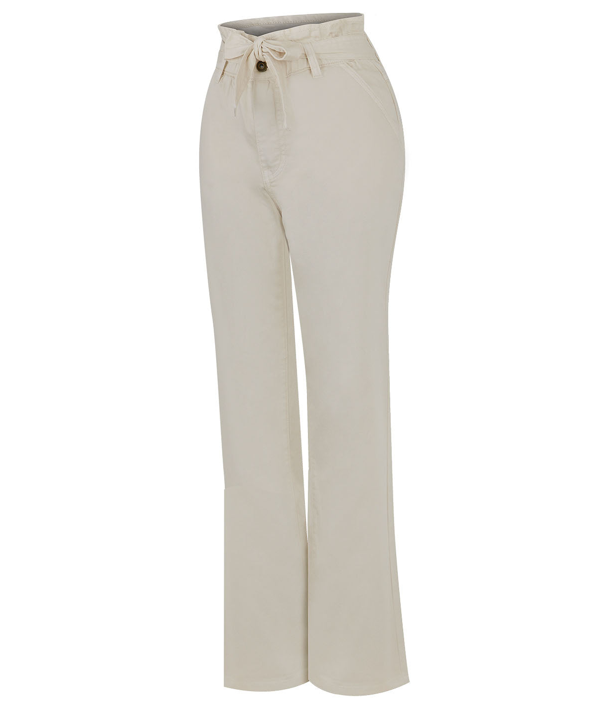 Jeans M Oreon Straight Paperbag Cinturón Crudo Mujer 1
