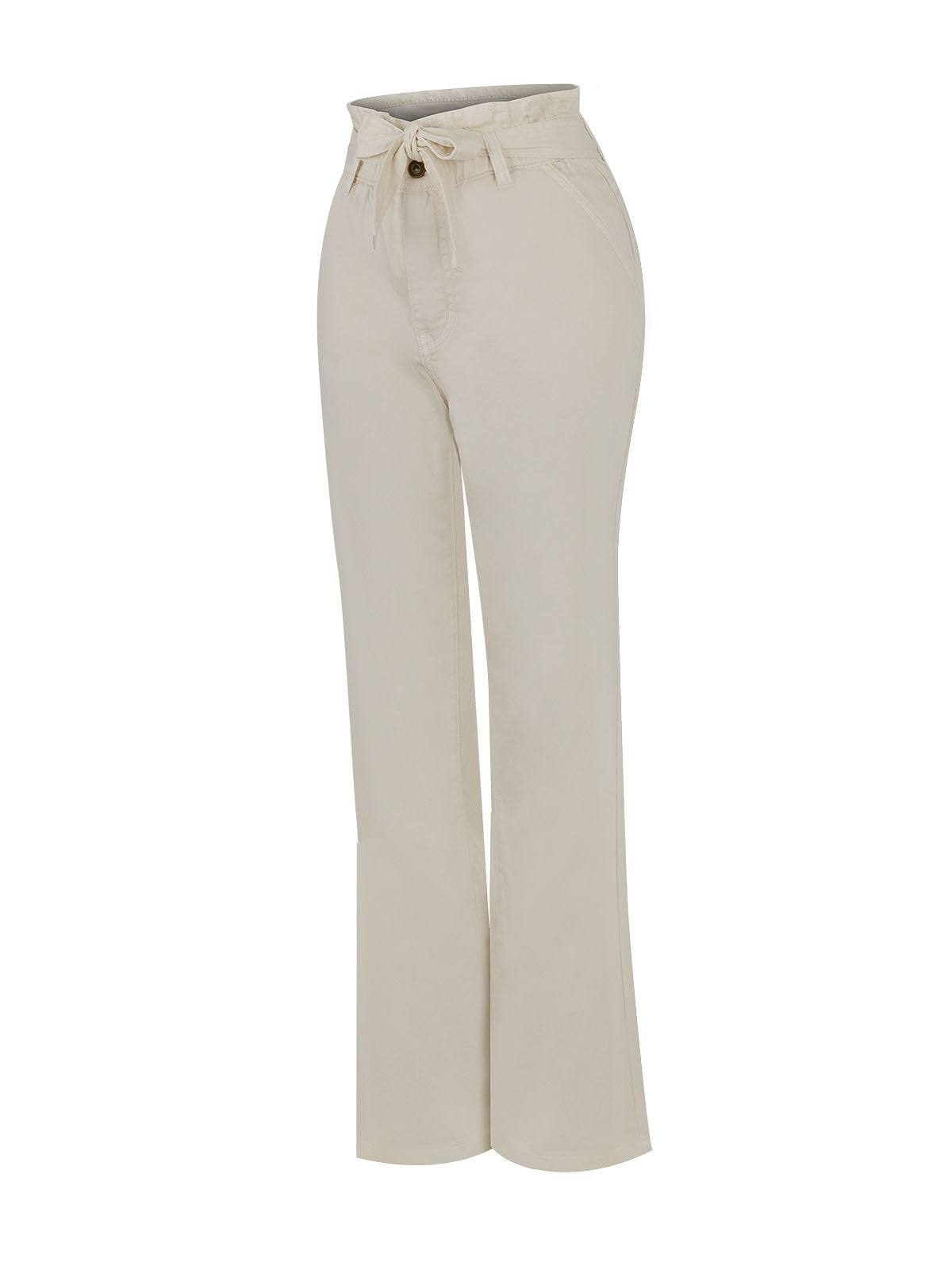 Jeans M Oreon Straight Paperbag Cinturón Crudo Mujer 1
