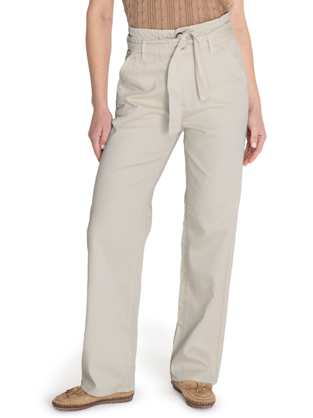 Jeans M Oreon Straight Paperbag Cinturón Crudo Mujer 4