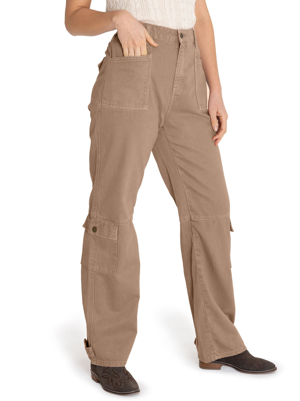 Pantalón Cargo M Noa Straight Taupe Mujer 5