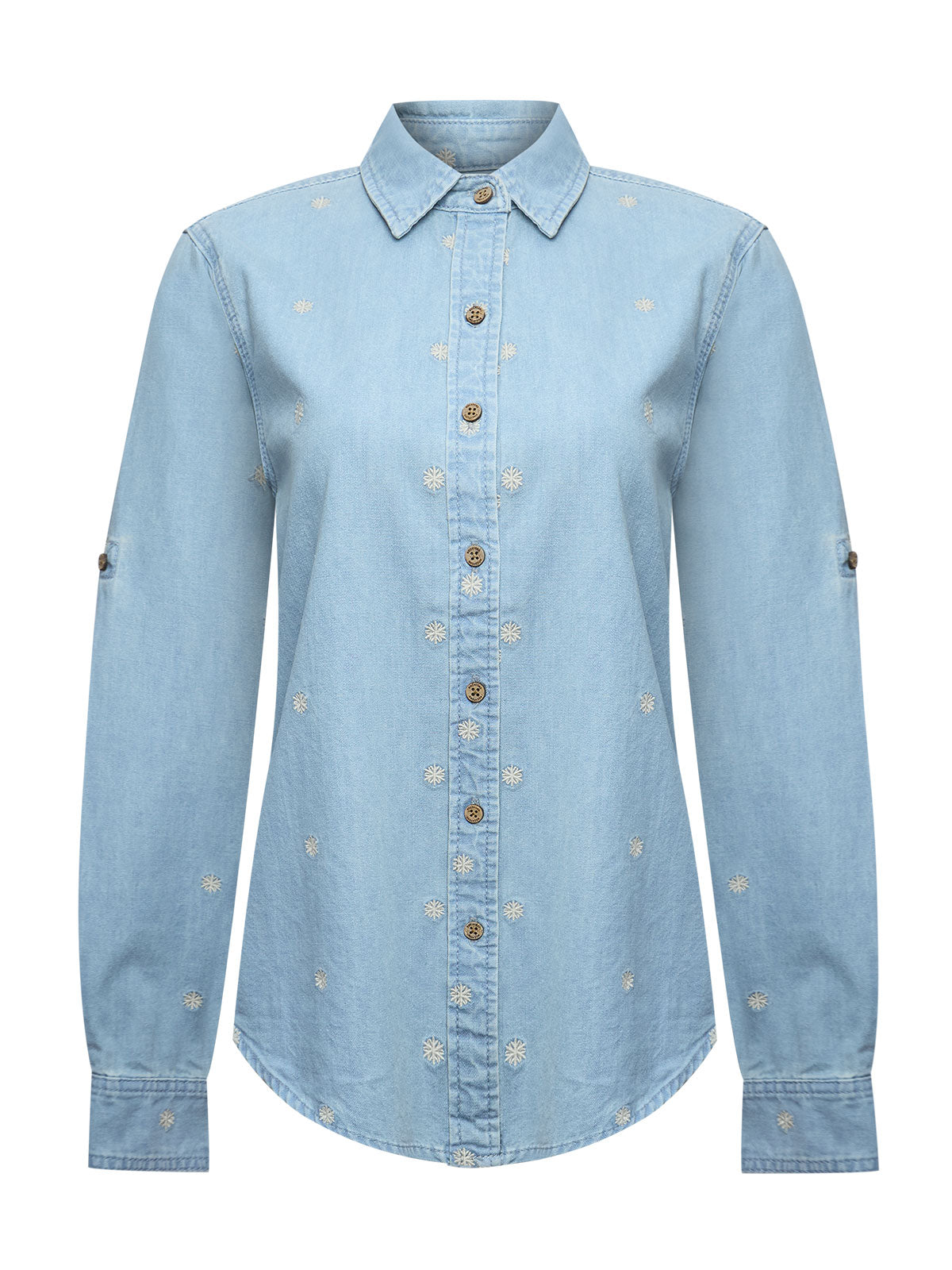 Camisa M/L M Snowflex Azul Light Denim Mujer 1