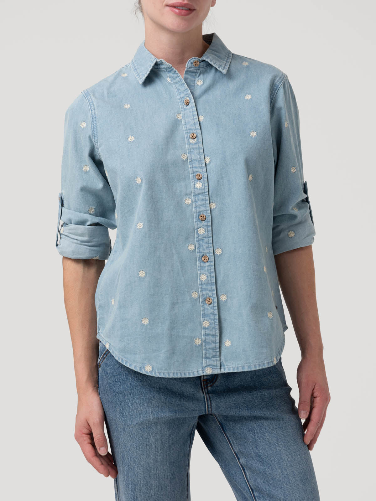 Camisa M/L M Snowflex Azul Light Denim Mujer 4