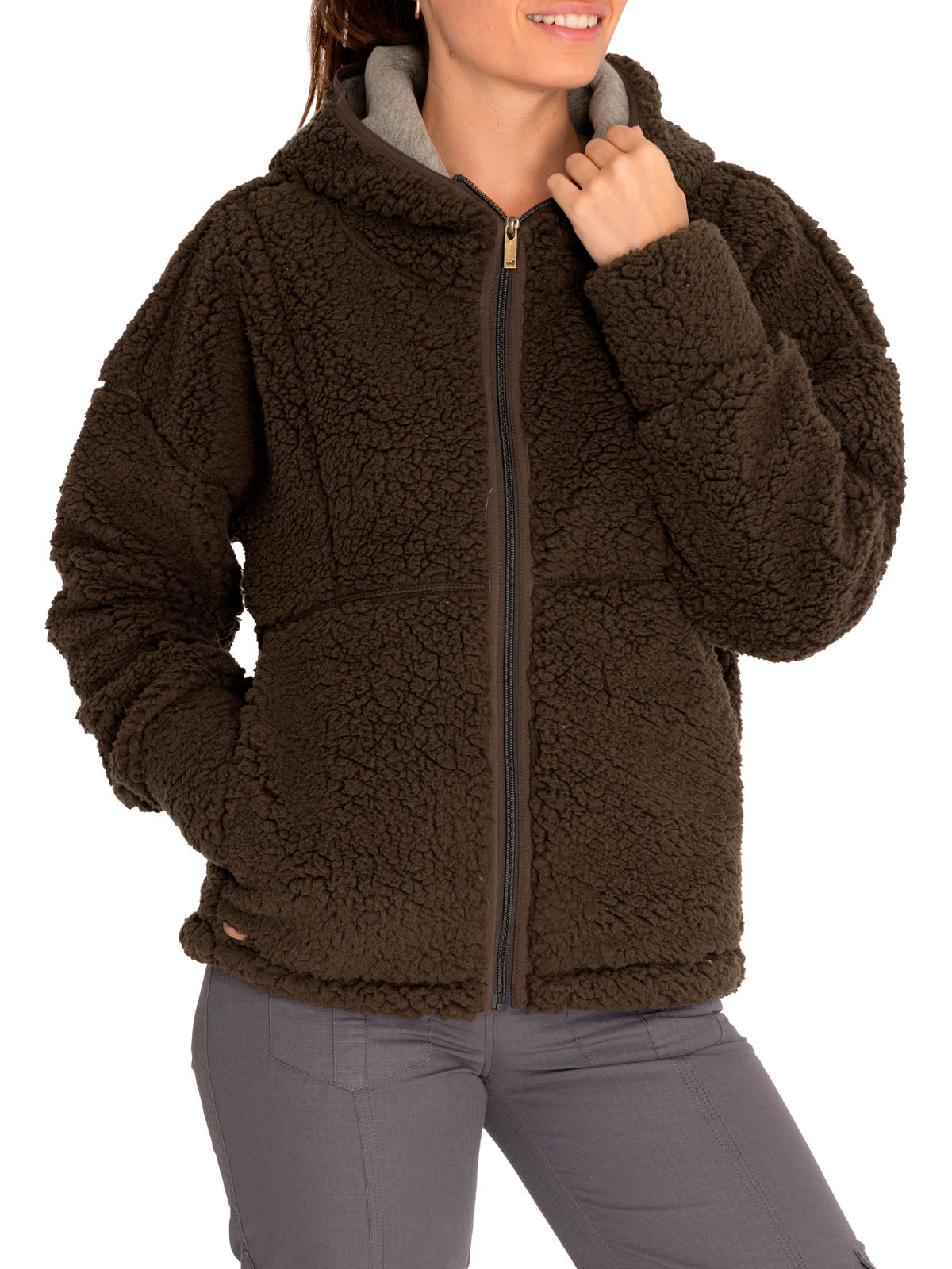Saco Fleece con Capucha M Pipa Nutria Mujer 4
